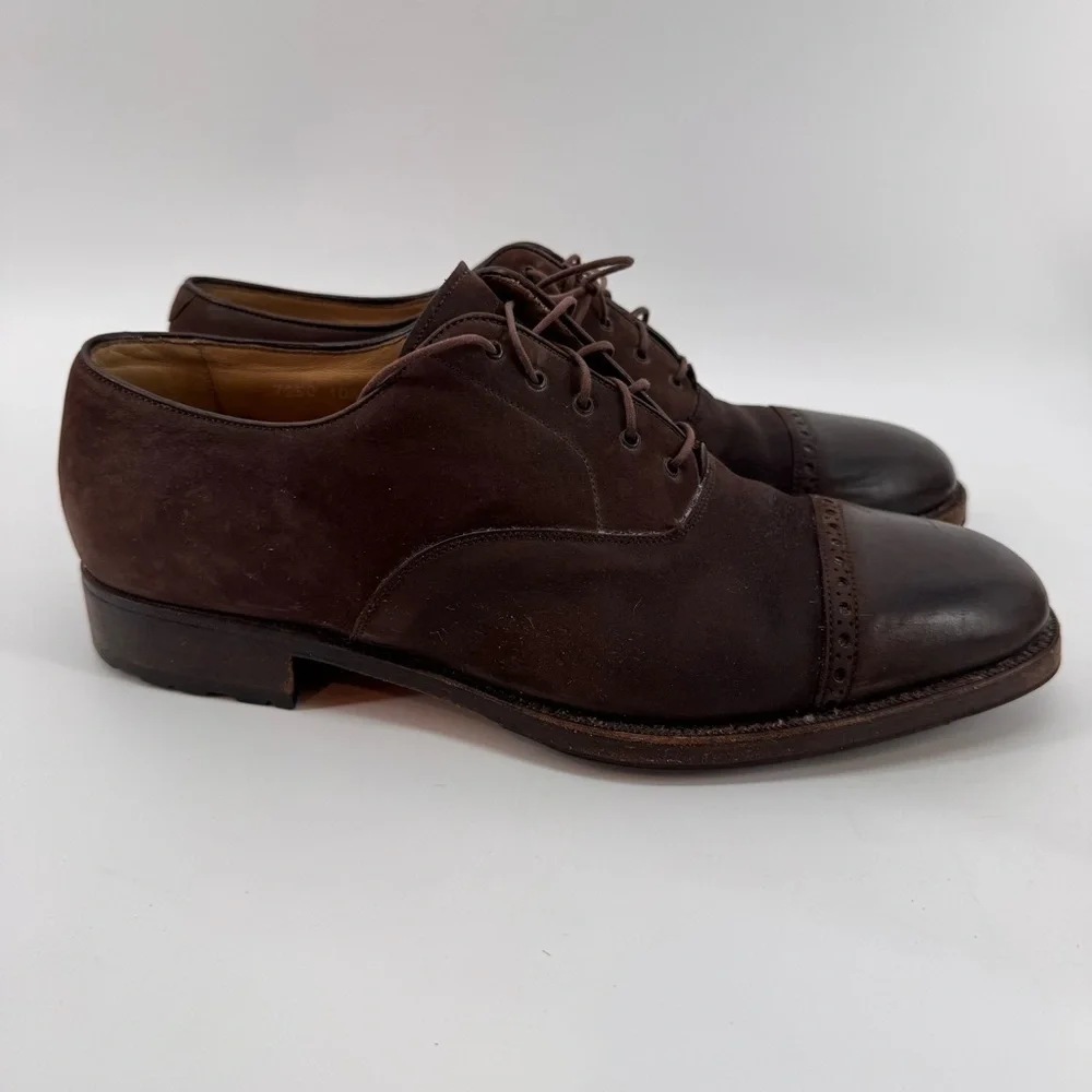 Faconnable Mens Leather Brown Shoes Norwegian Handmade In ITALY Shoes 10.5